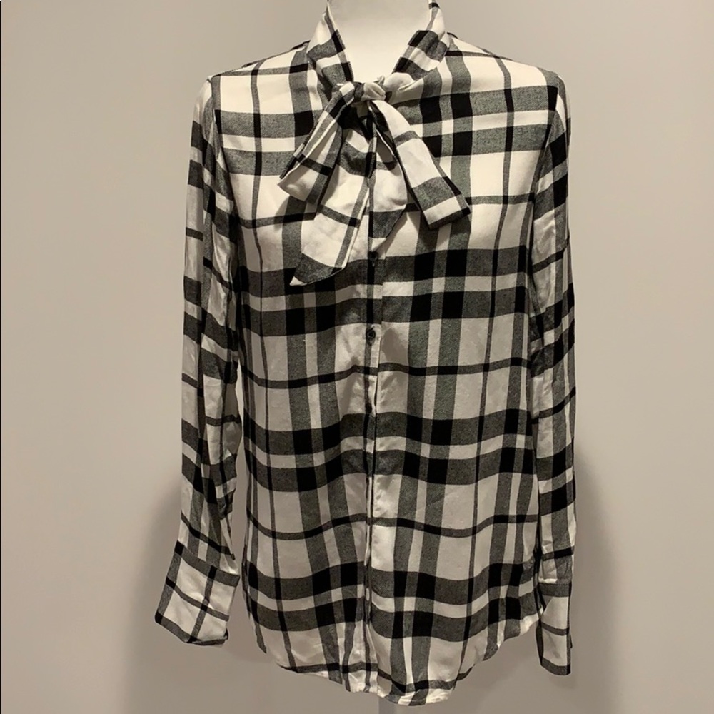 Banana Republic tie detail plaid shirt